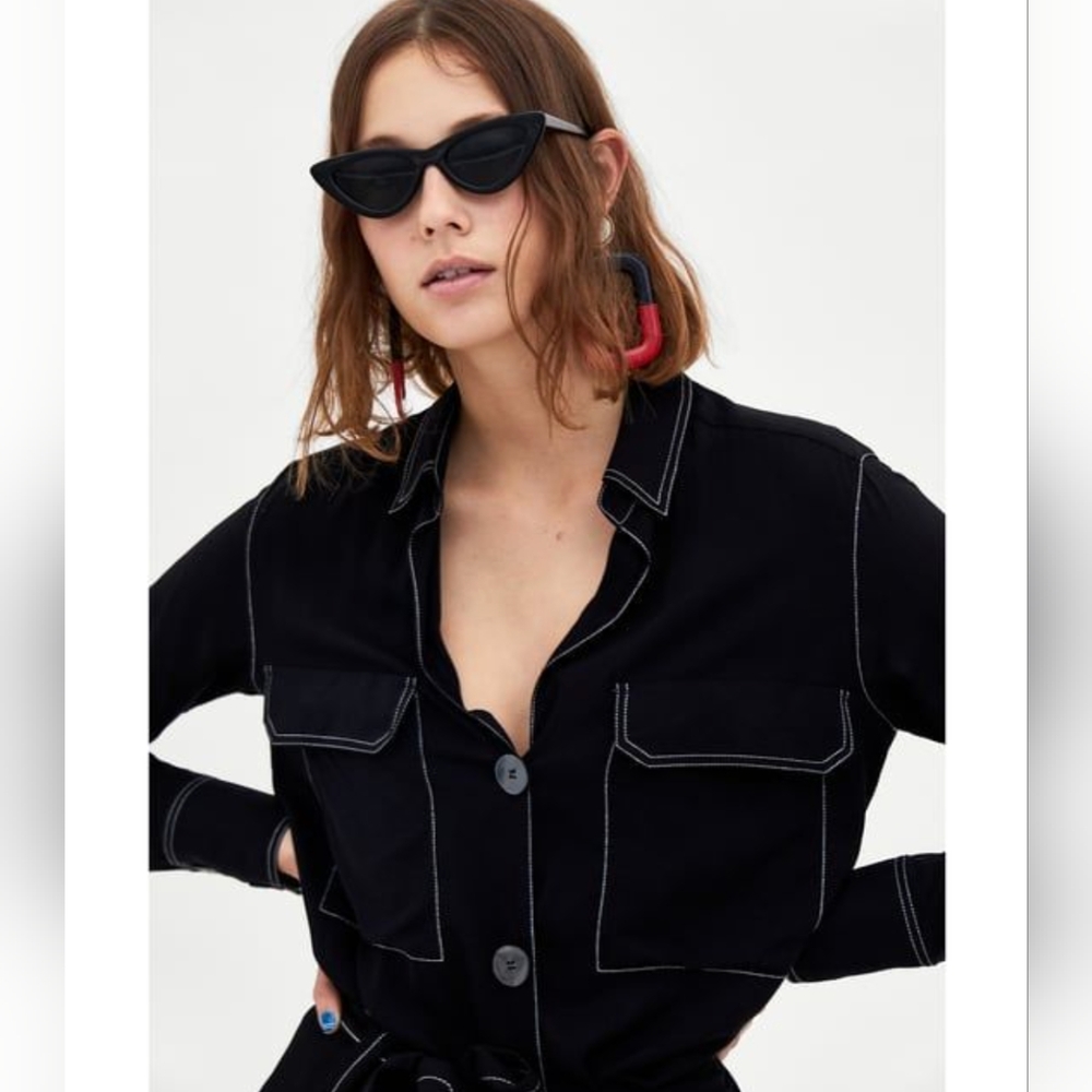 ZARA Long Sleeve Button Up Blouse